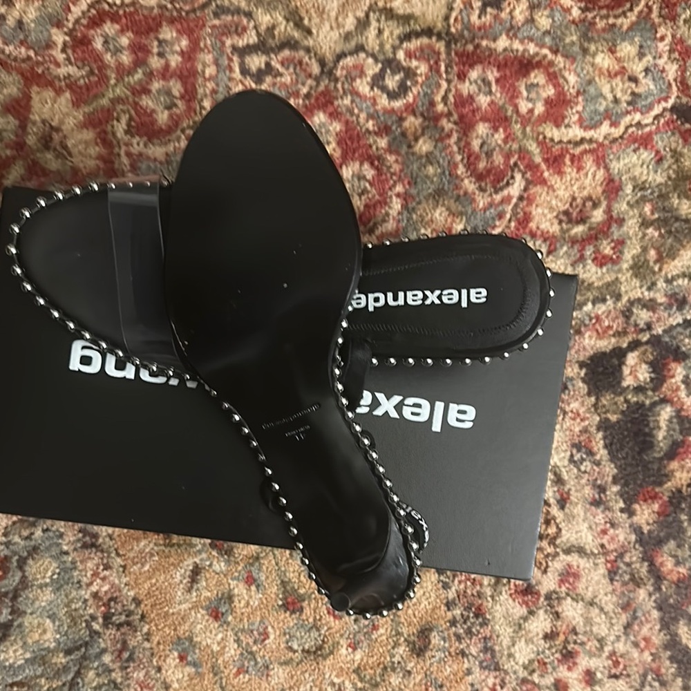 Alexander Wang Black Studded Sandals Flat Sole - Picture 2 of 4